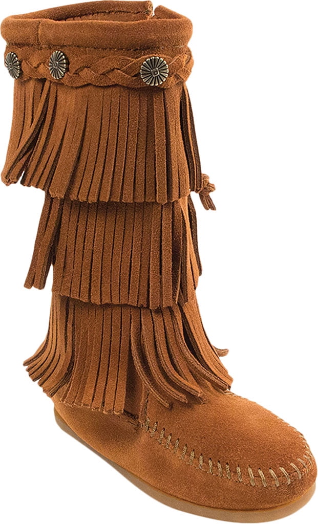 Jelly Beans Girl Size Fringe faux Suede Boots With Side Zipper 