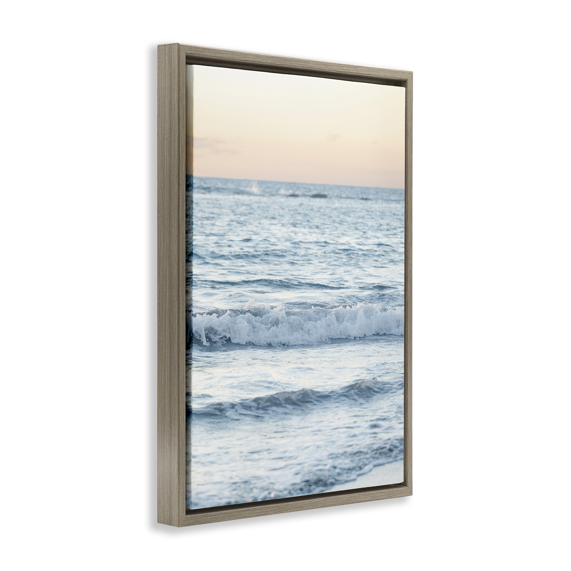 Stupell Industries Sunset & Sea View Coastal Photography Brown Floater Framed Canvas Art Print Wall Art, 21 x 31
