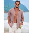 thumbnail image 5 of COOFANDY Men's Short Sleeve Casual Button Down Shirts Summer Beach Wedding Textured Linen Shirt for Men, 5 of 7