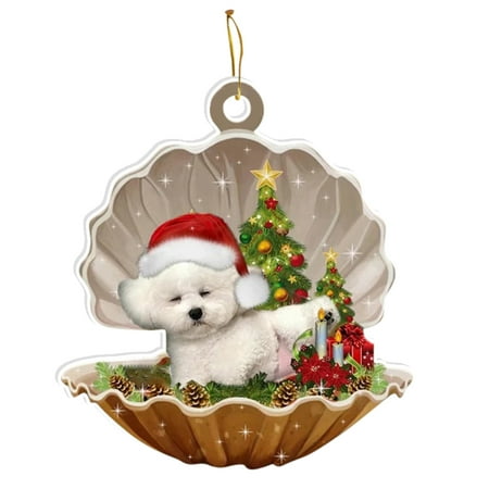 

Sleeping Dog in A Vintage Christmas Decorations 1970S Christmas Scene-Sleeping in Pearl Vintage Christmas Fireplace Garland Christmas Ornament