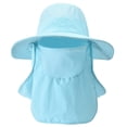 thumbnail image 2 of Sun Hat Men, Outdoor UPF 50+ UV Protection Caps with Face Cover & Neck Flap, Summer Wide Brim Hat for Fishing, Hiking and Camping, Boating, Blue, 2 of 7