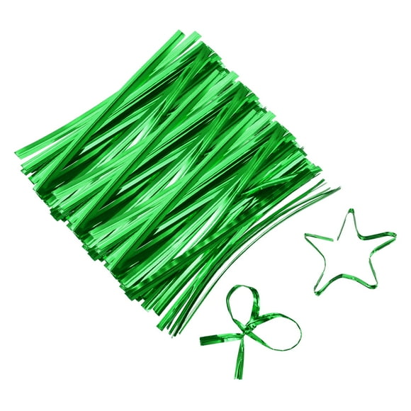 2.3" Twist Ties, Metallic Twist Ties, Reusable Plastic Coated Twist Ties, Pack of 800, Green