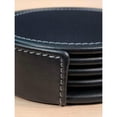 thumbnail image 4 of Juego de posavasos Dacasso de cuero negro rústico de 4 rondas con soporte, 4 of 6