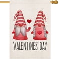thumbnail image 1 of Valentine''s Day Couple Gnome House Flag 28 x 40 Inch Double Sided Burlap Yard Flag Red Love Heart Balloon Decorative Outdoor Flag Anniversary Wedding Decoration (HF-G), 1 of 6