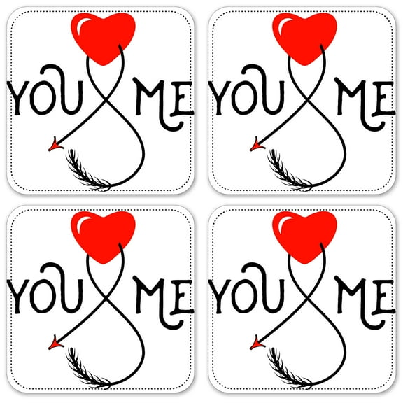 Vinyl Drink Coasters - Set of 4 - You & Me