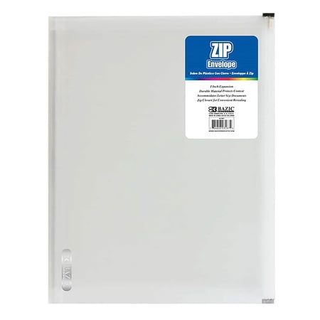 Bazic Plastic Zip Document Envelope Clear 12/Bundle (BAZ3187-12)