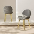 thumbnail image 2 of Modern Minimalist Teddy Velvet Dining Chairs Set of 2 with Sturdy Gold Metal Legs and Comfortable Backrest Design, Suitable for Restaurants, Kitchens, Offices, Grey, 2 of 8