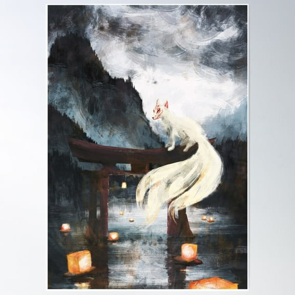 Realm Of The Kitsune | Japanese Fox Poster Wall Art, Modern Wall Decor For Living Room Bedroom, 8x12 UNFRAMED