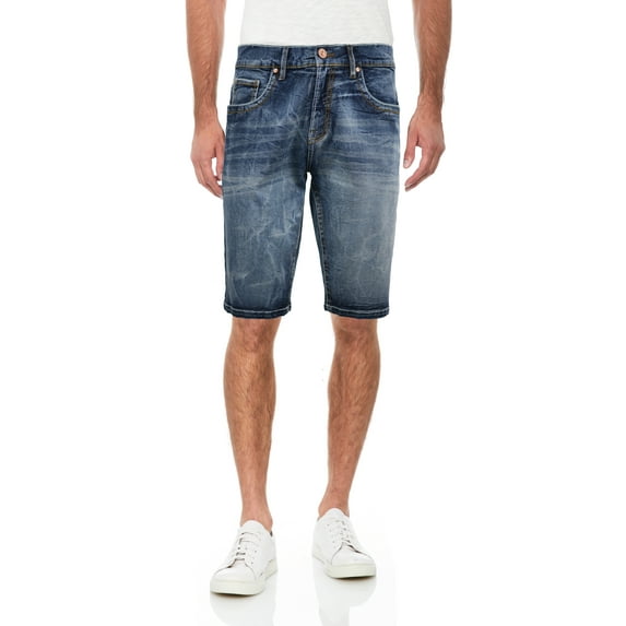Men's Flex Stretch Slim Skinny Fit Casual Denim Jeans Shorts, Medium Blue