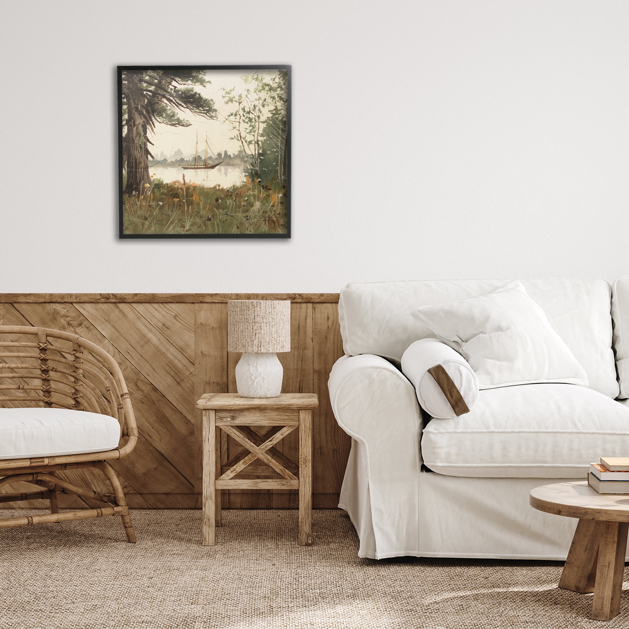 Stupell Industries Boating View Through Trees Black Framed Giclee Art, design by Lula Bijoux & co.
