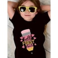 thumbnail image 1 of T-Shirt Graphique Hello School pour Filles de Première Année - Tee-Shirt de Classe, Chemise en Coton Extensible Doux, Tenues de Rentrée - Tissu Lavable en Machine, Respirant, Imprimé Dessin Animé, Ajustement Confortable, Manches Courtes, 1 of 6