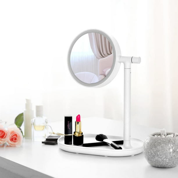 Lighted Makeup Mirror With Cosmetic, Makeup Vanity Mirror With Lights Ikea