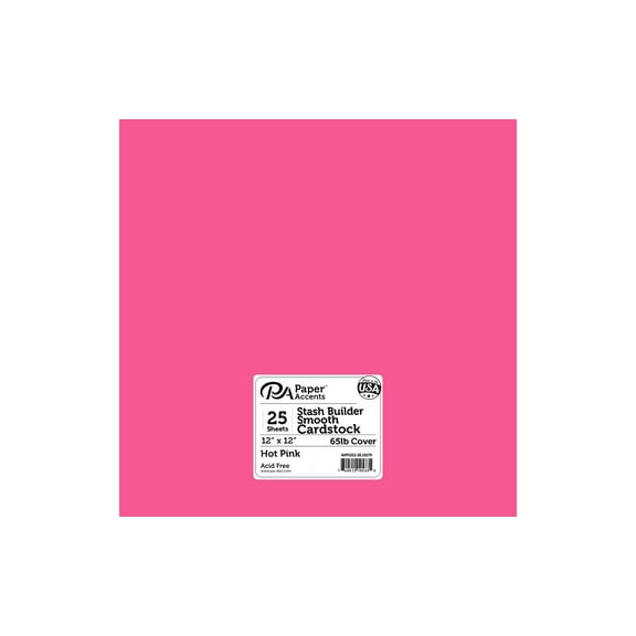 Paper Accents Cardstock 12"x 12" Stash Builder 65lb Hot Pink 25pc