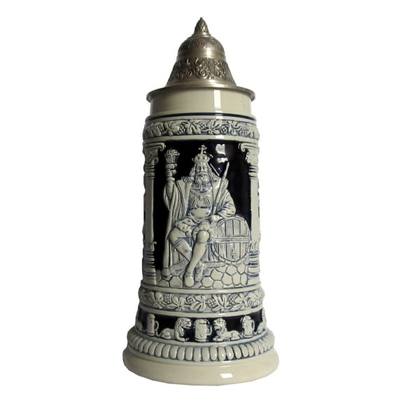 Blue German Beer Stein Gambrinus King of Beers Stein 0.75 liter tankard, beer mug