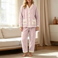 thumbnail image 2 of Womens Plush Thicken Pajamas 2PC Set Fluffy Soft Winter LoungewearWarm Sleepwear with Pockets, Long Sleev, 2 of 8