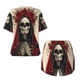 thumbnail image 5 of Lsque Gothic Skull With Roses Women's Short-Sleeved Pajama Set - 2 Piece Soft and Lightweight Sleepwear Set-X-Large, 5 of 9
