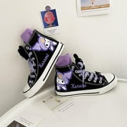 Kuromi Girls Shoes Fashion Sneakers, Flat & Closed Toe Black, 35-42