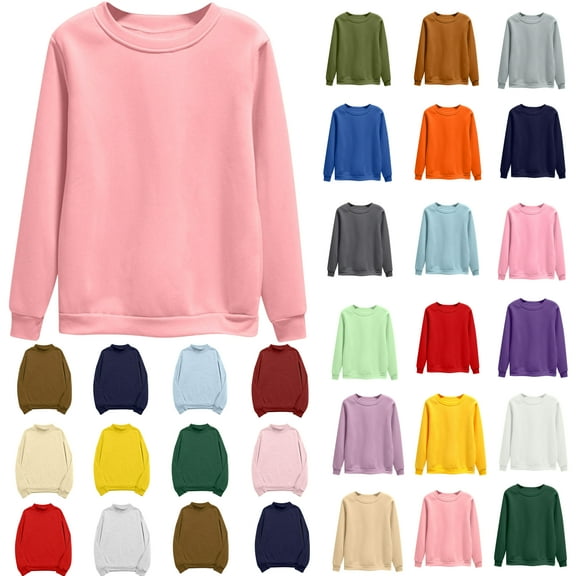 Vibrex Sweatshirts for Women Plus Size,Women's Oversized Round Neck Sweatshirts Long Sleeve Turtleneck Velvet Sweatshirt 02-Pink_M