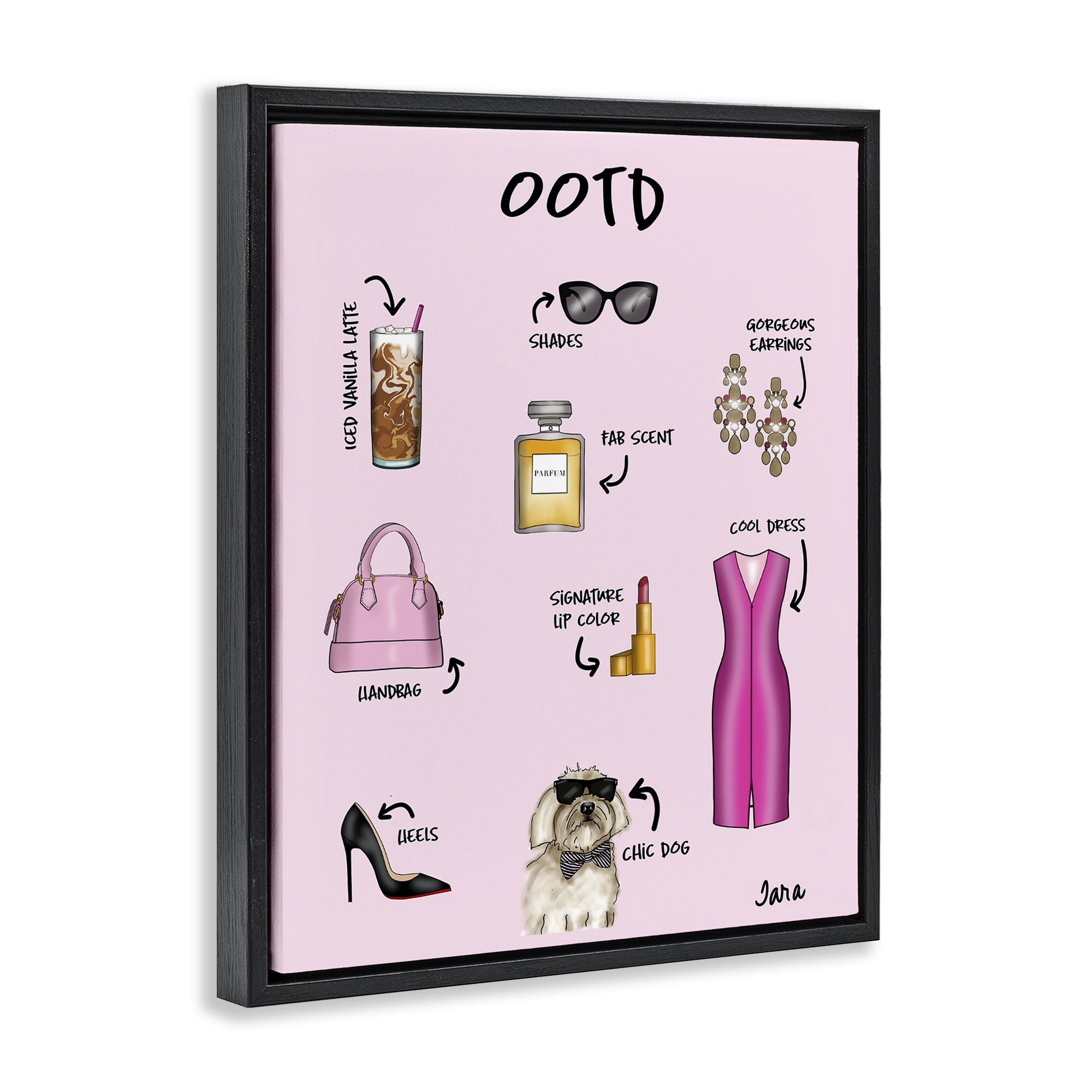 Stupell Industries Feminine Glam Outfit of the Day Black Framed Floater Canvas Wall Art, design by Tara Boone