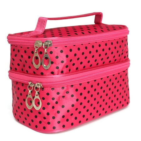Hanging Toiletry Travel Wash Makeup Box Cosmetic Organizer Case Dot Hanging Toiletry Travel Wash Makeup Box Cosmetic Organizer Case Dot Zip Bag Mirror Rose Color