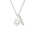 thumbnail image 2 of Delight Jewelry Silvertone Open Design Sun Silvertone Be Strong and Courageous Bar Charm Necklace, 23", 2 of 4