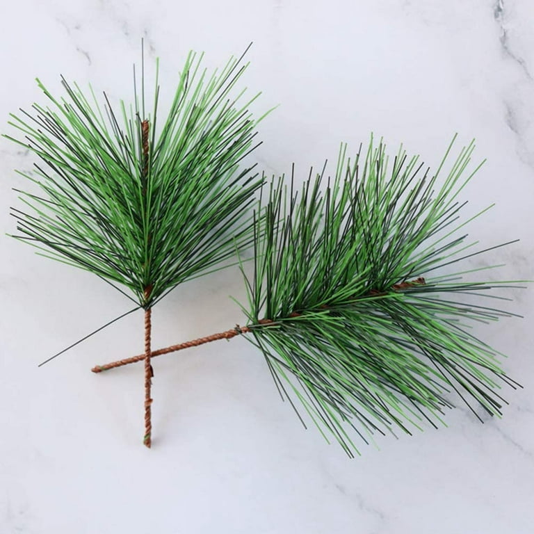 COOPHYA 50pcs Plastic PVC Pine Needles Pine Branches Fake Evergreen  Branches Christmas Wreath Picks Pine Tree Branches Christmas Supplies Green  Pine