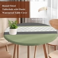 thumbnail image 4 of Sage Green Morocco Round Tablecloth, Fitted Table Cover with Elastic for 55"-60" Round Tables, Modern Stitching Geometric Striped Grey Table Cloth Outdoor Indoor Dinning Party Waterproof Tablecloths, 4 of 7