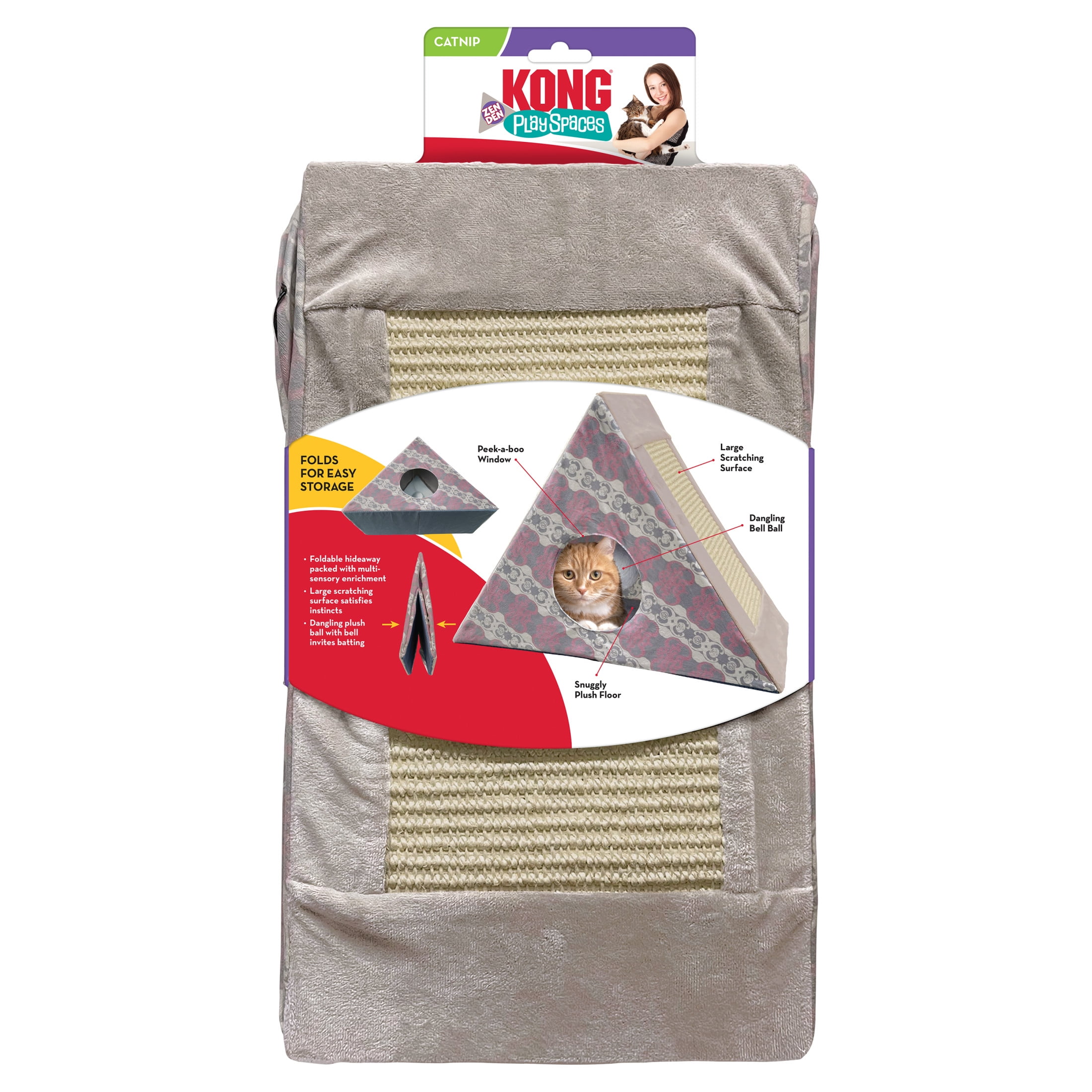 KONG® Play Spaces Zen Den, Multi-Sensory Foldable Cat Toy, for Scratching Batting and Hiding