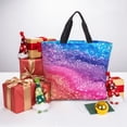 thumbnail image 6 of Hirioo Rainbow Glitter Cute for Tote Bag for Women, Quilted Shoulder Bag with Zipper, Large Capacity Handbags for Casual, Travel, Work, 6 of 7