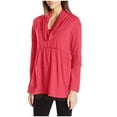 thumbnail image 3 of BiZtdJrK Womens Tunic Sweatshirts Ruffle Long Sleeve Babydoll Tops Draped Crew Neck Dressy Casual Pullover Sweatshirt Watermelon Red L, 3 of 8
