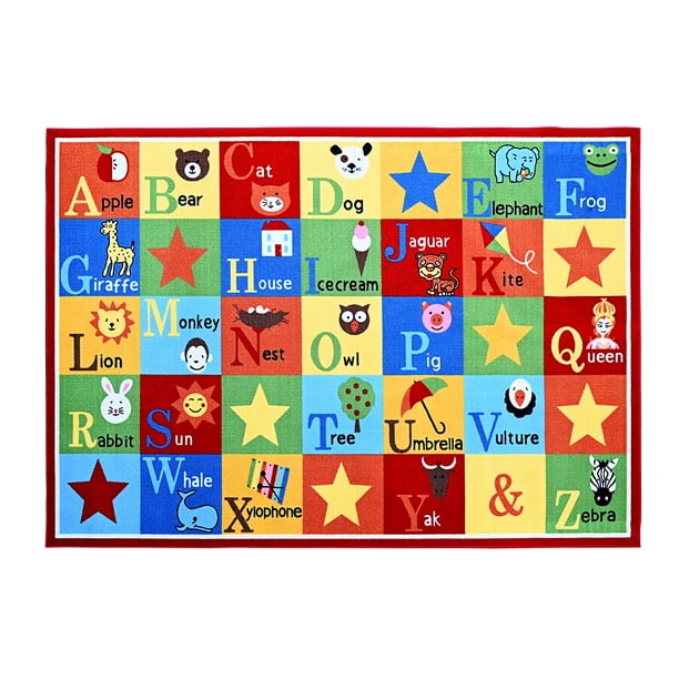 Furnish My Place Kids Rug Abc Animals Children Area Rug Anti Skid Actual Size 4 5 X6 9 Walmart Com