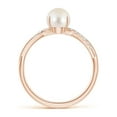 thumbnail image 2 of ANGARA Freshwater Cultured Pearl Twist Shank Ring with Diamonds in 14K Rose Gold for Women | June Birthstone, Birthday, Anniversary, Jewelry Gift for Women | Pearl Ring, 2 of 8