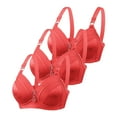thumbnail image 1 of Gibobby Brasier deportivo para mujer Ropa interior cómoda para mujer, sin anillo de, de pecho anticaída, 3 uds., talla fina(Rojo,42), 1 of 2