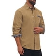 thumbnail image 4 of INSPIRE CHIC Men's Contrast Dress Shirt Plaid Collar Casual Button Down Shirts M Khaki, 4 of 6