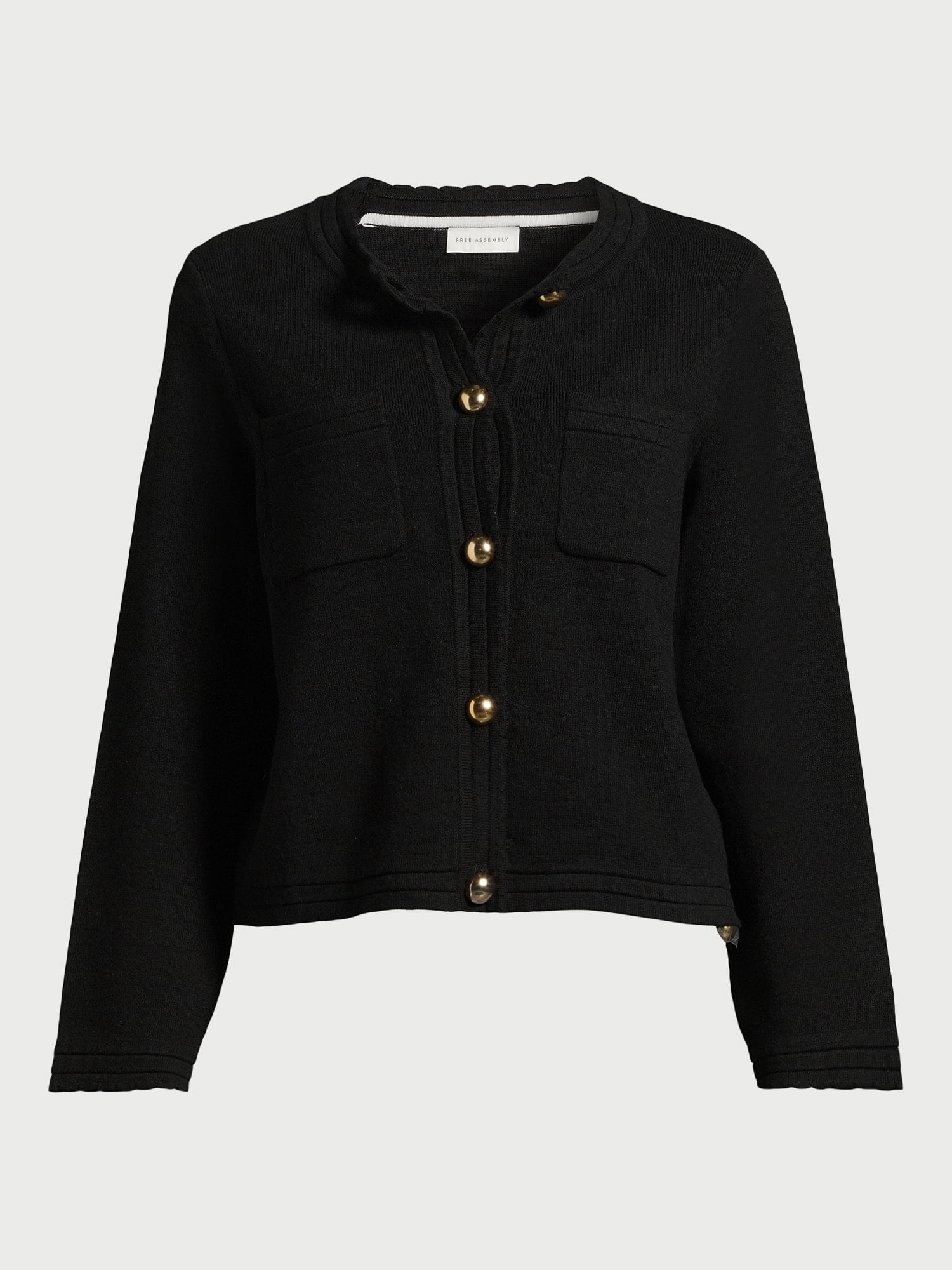 Free Assembly Women’s Long Sleeve Cardigan Sweater with Chest Pockets, Midweight, Sizes XS-XXL