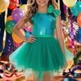 thumbnail image 5 of Byoo Toddler Girls’ Solid Color Party Dress Shimmery Sequin Carnival Sleeveless Tulle Dresses for Child Party Holiday Gown Dark Green, 5 of 5