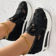 thumbnail image 4 of Womens Wedge Hollow Out Canvas Shoes Platform Slip On Sneakers Comfortable Casual Non Slip Dress Loafers, 4 of 6