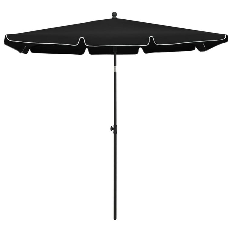 Anself Garden Umbrella with Pole Folding Parasol Black for Patio