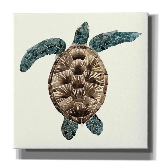 Epic Graffiti 'Mosaic Turtle II' by Grace Popp, Canvas Wall Art, 26"x26"