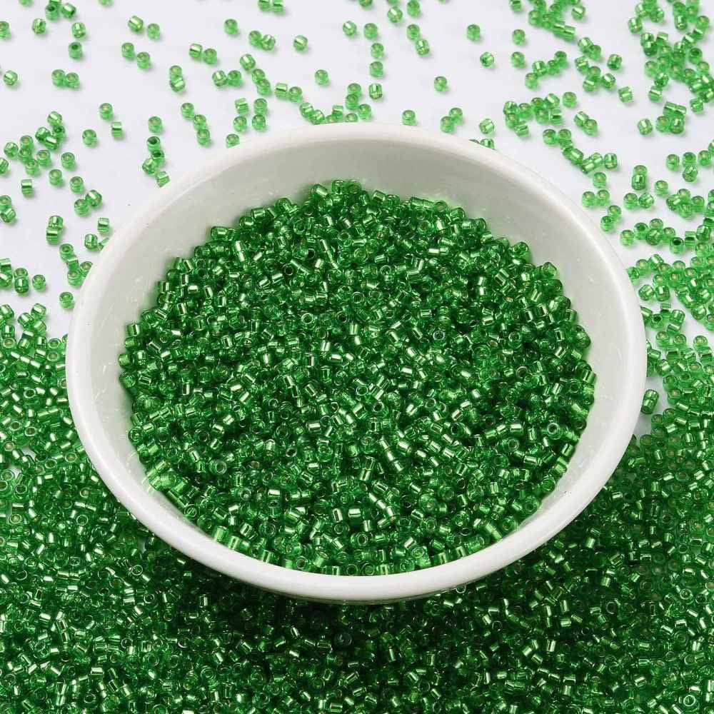 1bag Cylinder Seed Beads Silver Lined Round Hole Uniform Size Green 2x1.5mm Hole: 0.8mm about 40000pcs/bag about 450g/bag