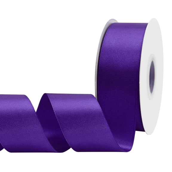 LoomJoyz Double Face Purple Satin Ribbon 1-1/2 Inch X 50 Yards, Easter & Spring Decor Ribbon for Gift Wrapping, Weddings, Parties, Hair Bows, Invitations & Craft Decorations