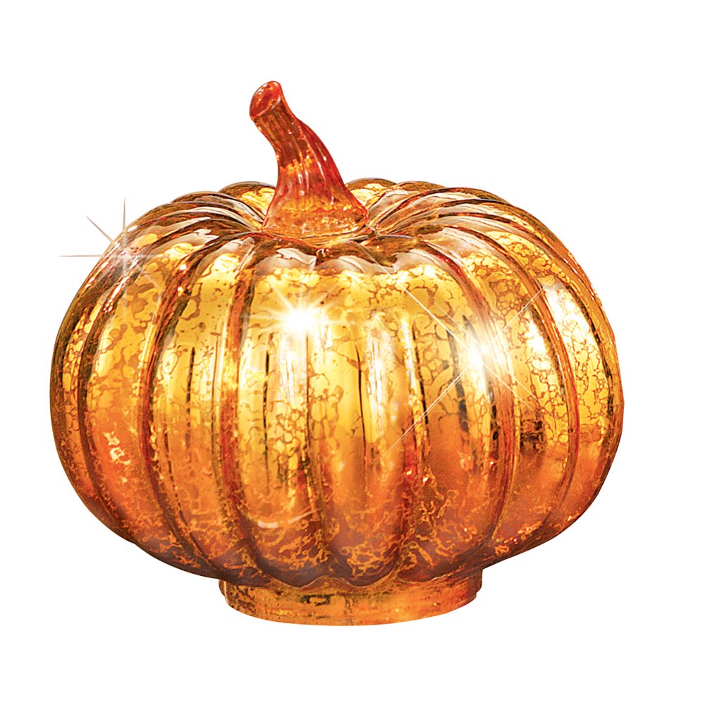 Collections Etc LED Autumn Glass Pumpkin LARGE - Walmart.com - Walmart.com