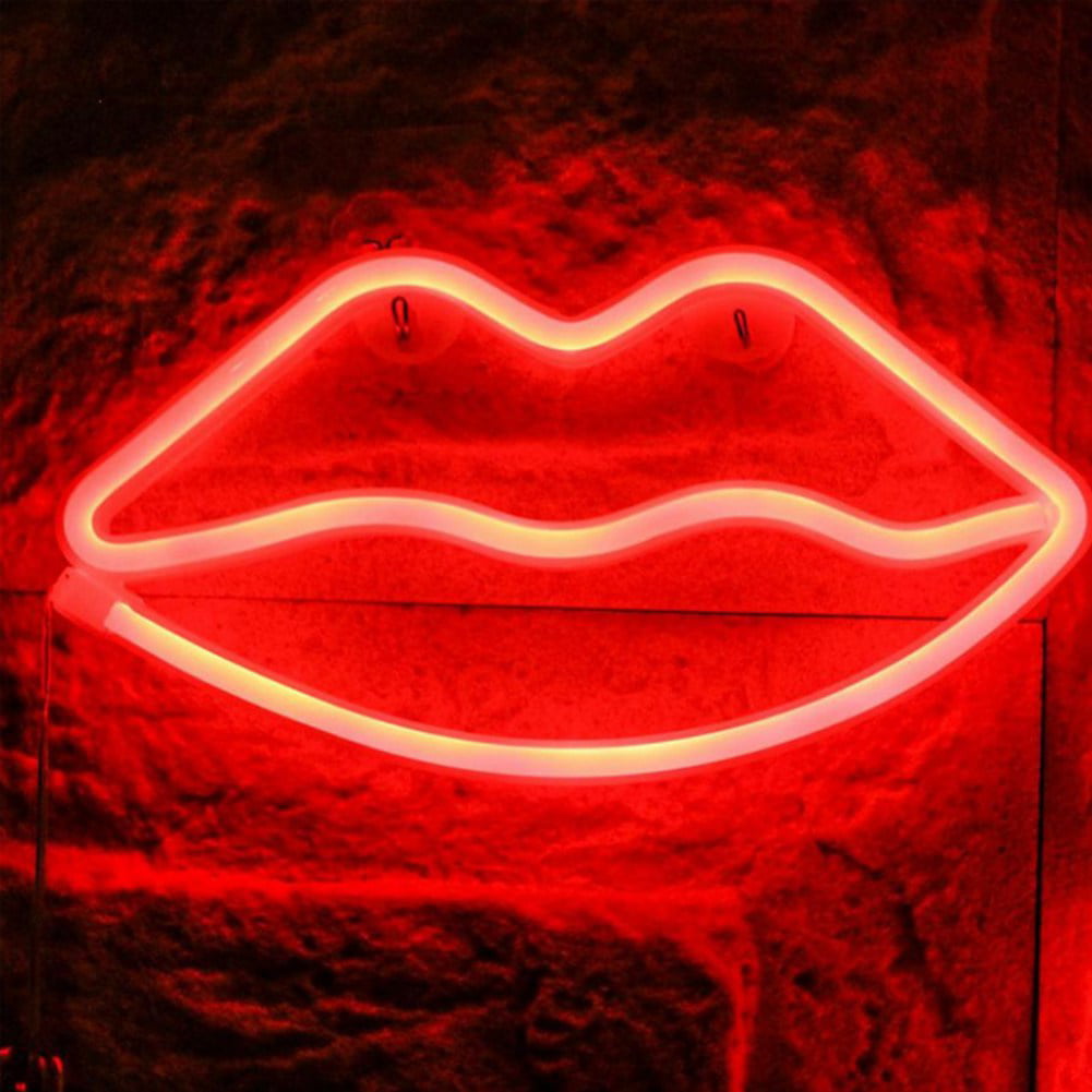 Mortime Lip Shaped Neon Signs Led Neon Light For Party Supplies Girls Room Dec