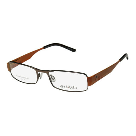 New Ad.lib 3101 Mens/Womens Rectangular Full-Rim Titanium Brown / Orange Classic Shape Fashion Accessory Frame Demo Lenses 50-17-140 Spring Hinges Eyeglasses/Eye Glasses