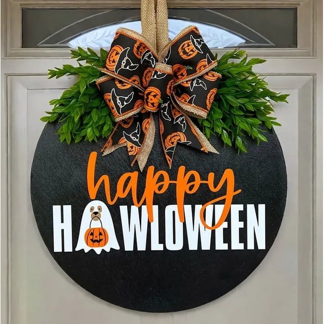 Xihbxyly Decoración de Calabaza Fantasma, Artesanía Colgante de Madera, Letrero de Puerta Duradero, Encantador Colgante de Bienvenida, Decoración Festiva para El Hogar, Accesorio para Jardín y Cafete