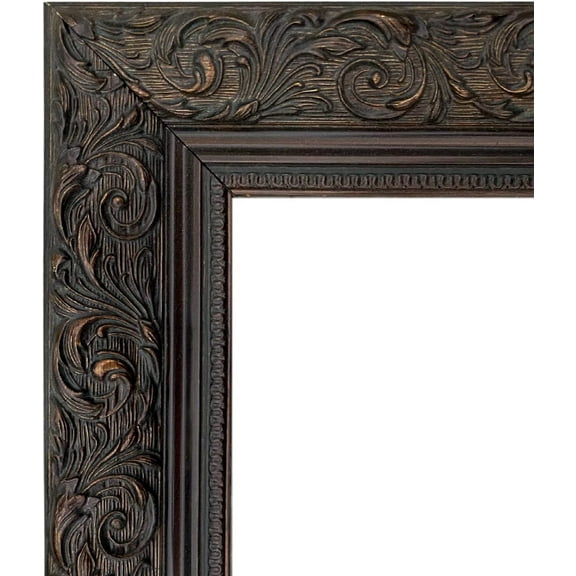 Ornate Embossed Wood Wall Picture Frame 2.5" Wide (8" x 10" Empty Frame , No Plexiglass, Dark Bronze)