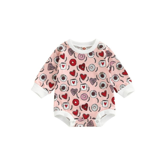 Bagilaanoe Newborn Baby Girl Boy Oversized Romper Sweatshirt Long Sleeve Bodysuit Heart Print Pullover 6M 12M 18M 24M Infant Fall Tee Tops