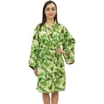 thumbnail image 1 of Bimba Women's Leaf Printed Short Kimono Robe Bridal Wedding Nightwear Wrap-10, 1 of 5