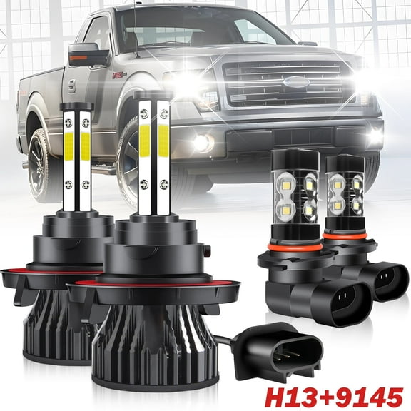 For 2004-2014 Ford F-150 6000K LED Headlight Hi/Lo   Fog Light Bulbs Combo Pack of 4