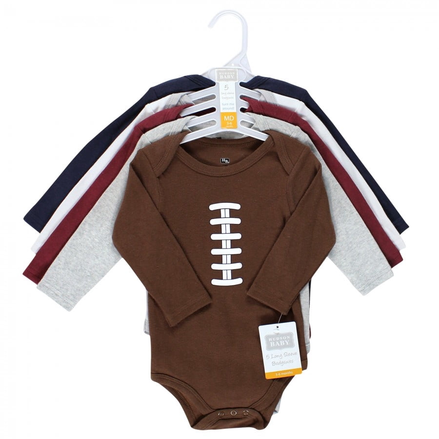 Hudson Baby Cotton Long-Sleeve Bodysuits, 5-Pack, Newborn- 24 Months